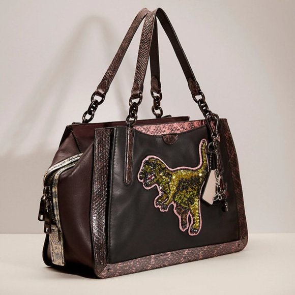 Covetable Coach Rexy Upcrafted Dreamer 36 Colorblock Snakeskin Detail Purse Rare - Picture 2 of 11